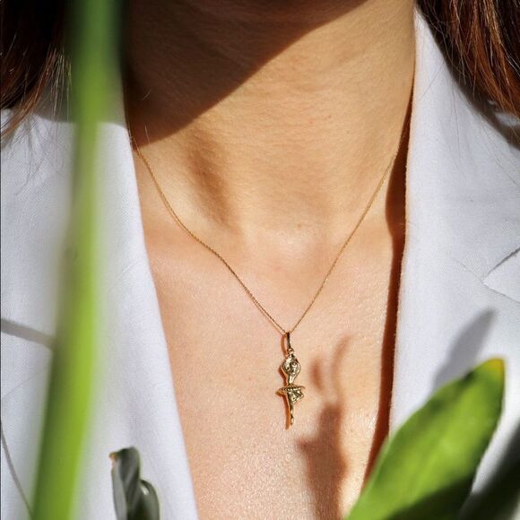 Ballerina  14k Solid Gold Pendant - Picture 1 of 8
